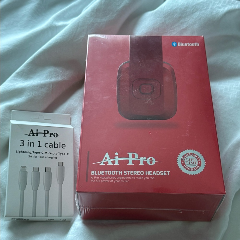 Ai Pro Bluetooth Stereo Headset with 3 in 1 Cable
